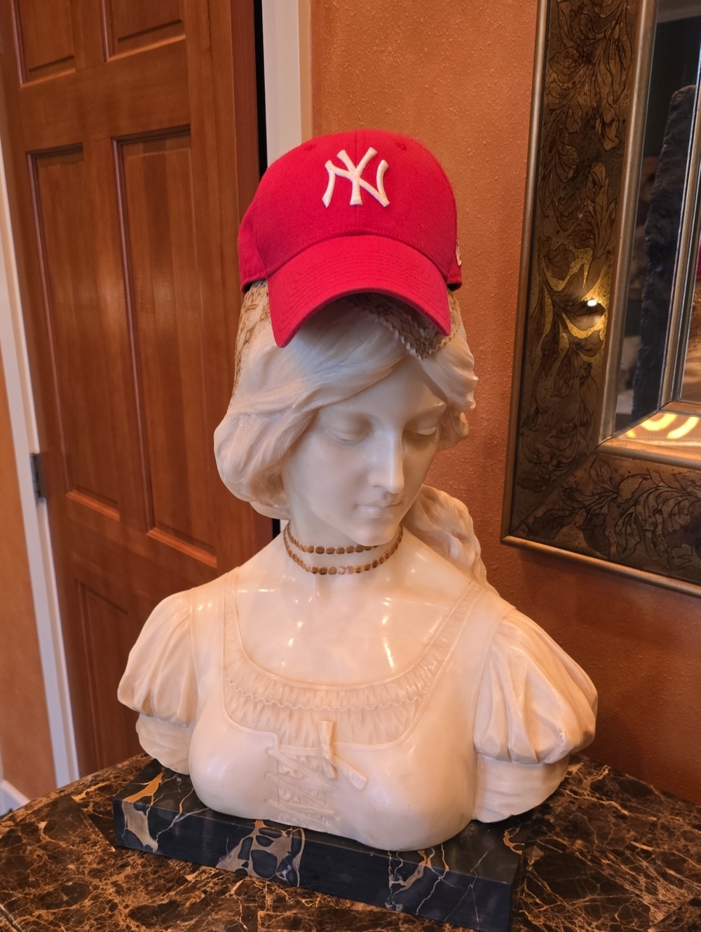 New Era Red Baseball Cap with White NY Logo